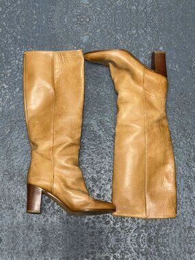 MAISON MARGIELA Tan Leather Knee-High Tall Boots Women's Sz EU 37 US 7 Italy